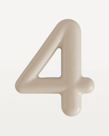 Keramik Hausnummer 4 in Creme